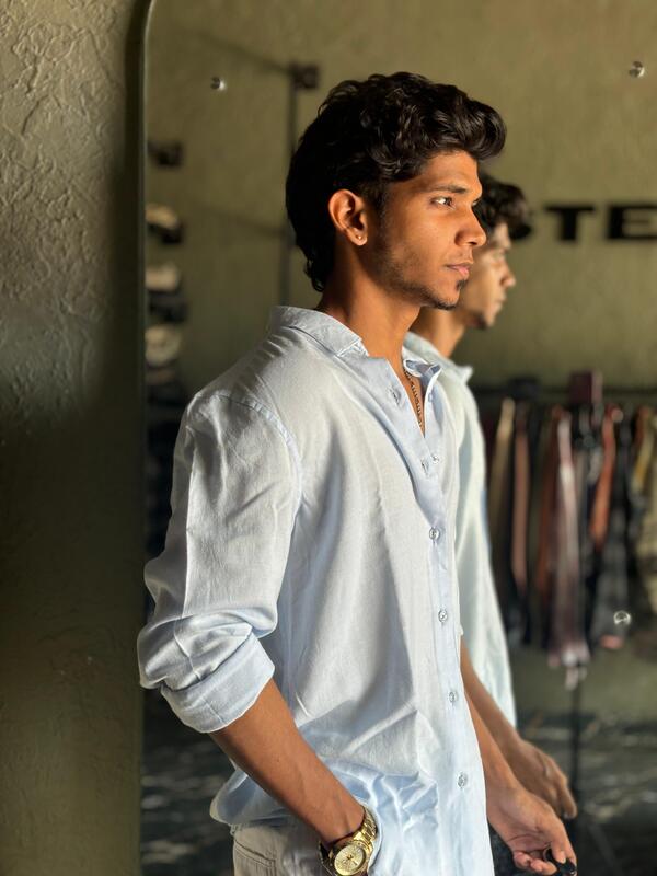 Sky blue linen shirt
