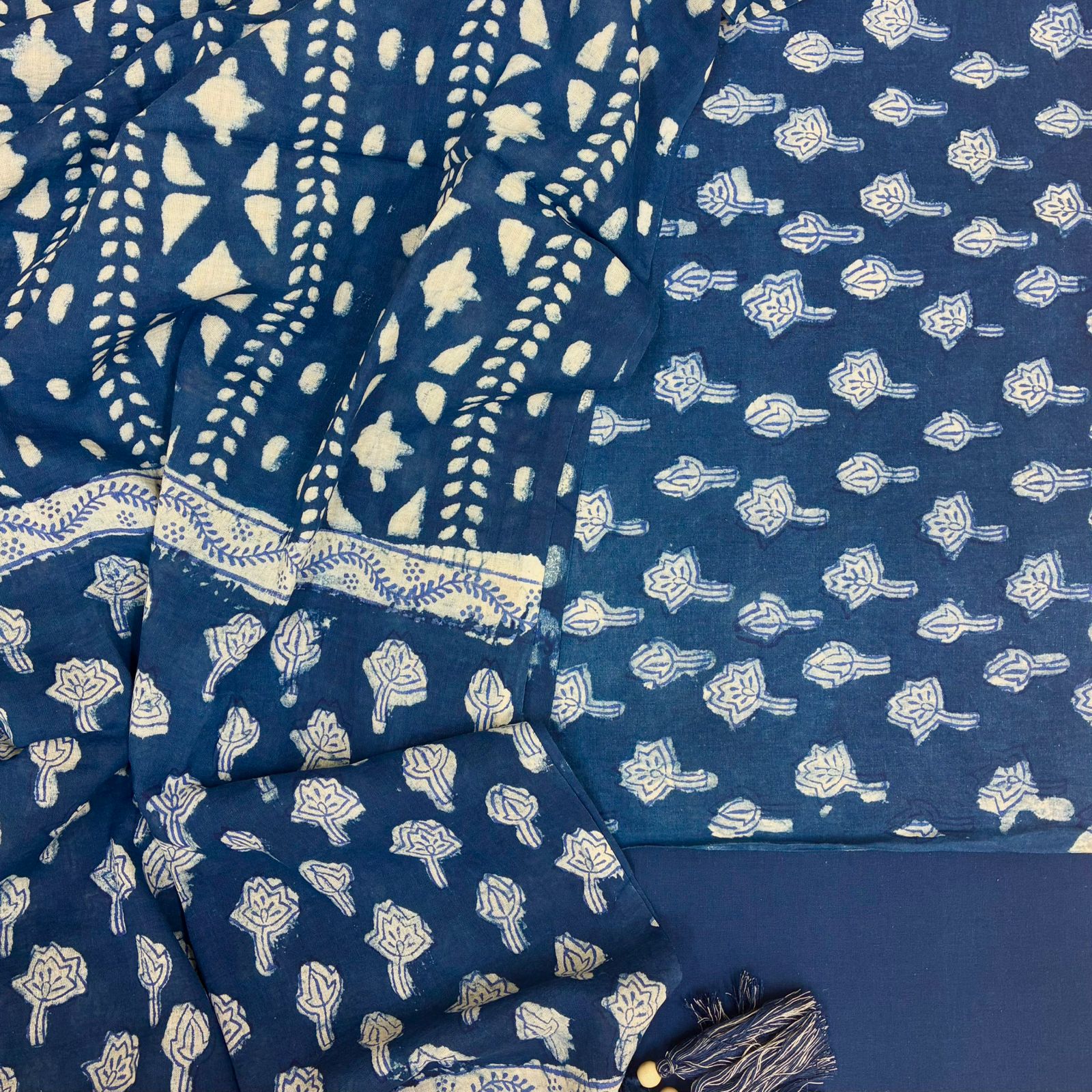 Indigo Cotton Hand Block Printed Suit Set #1