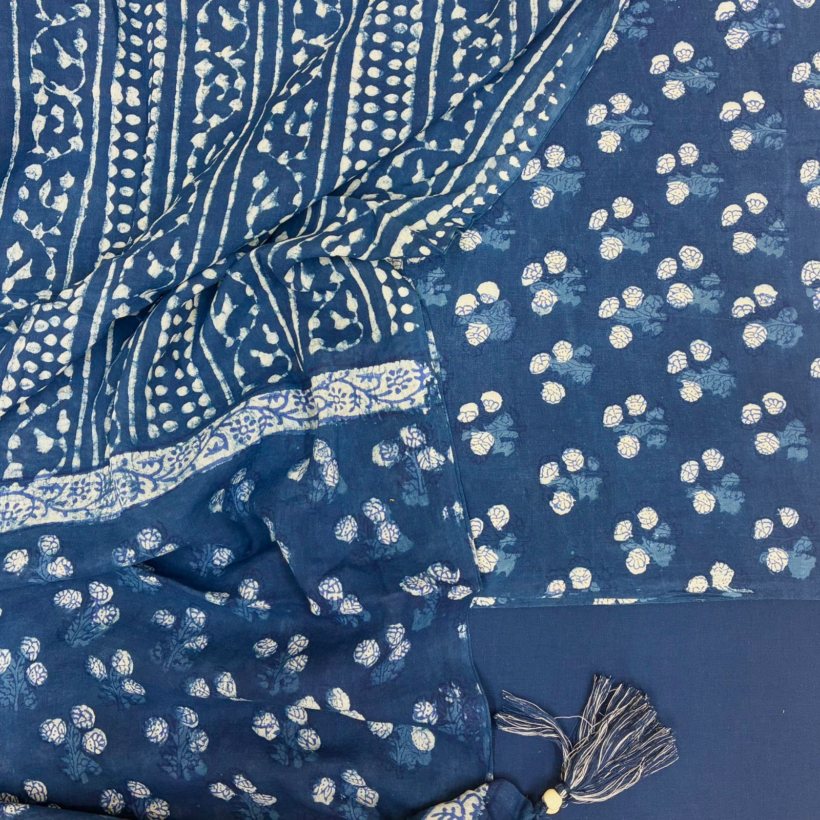 Indigo Cotton Hand Block Printed Suit Set #3