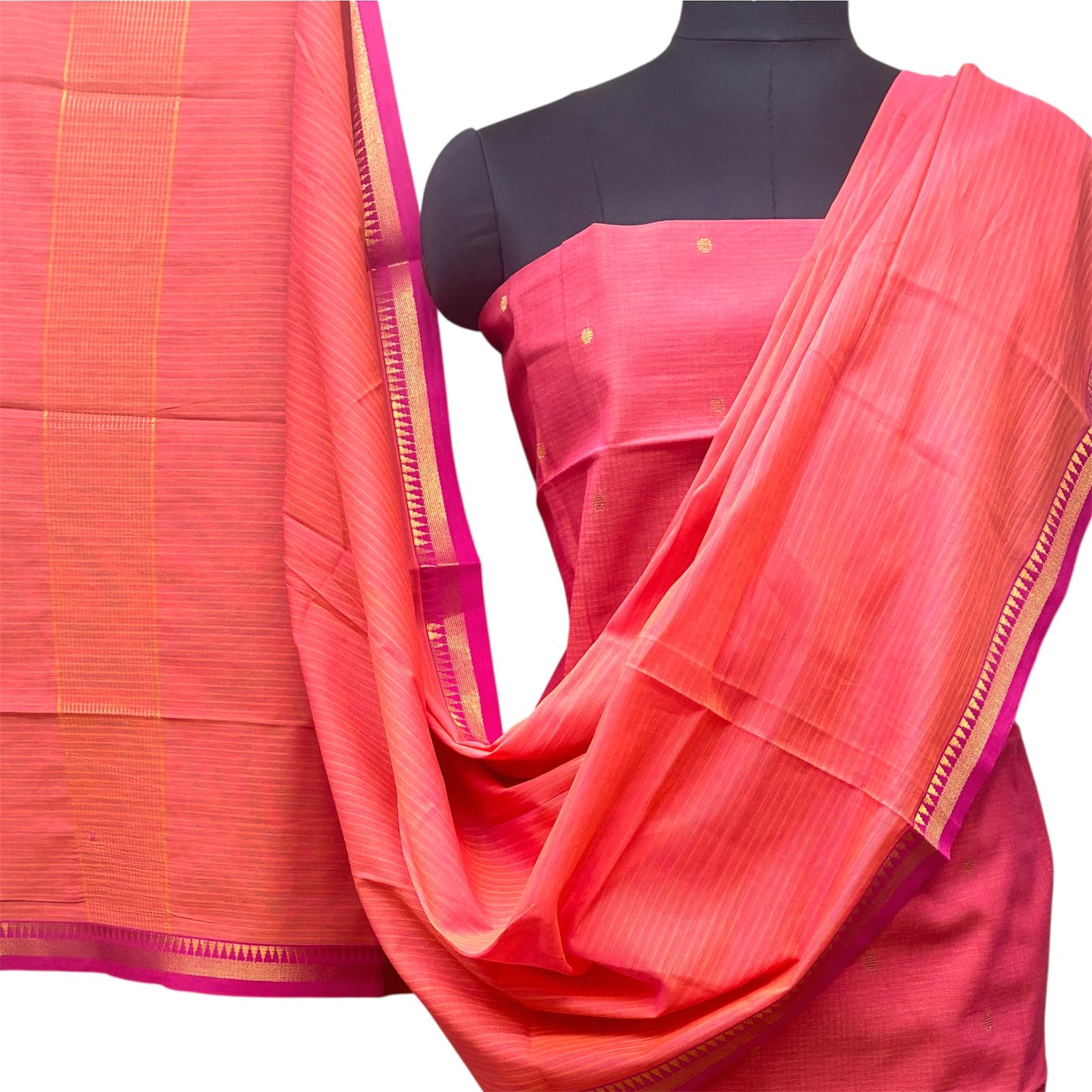 Cotton Handloom Zari Border Suit Set #4