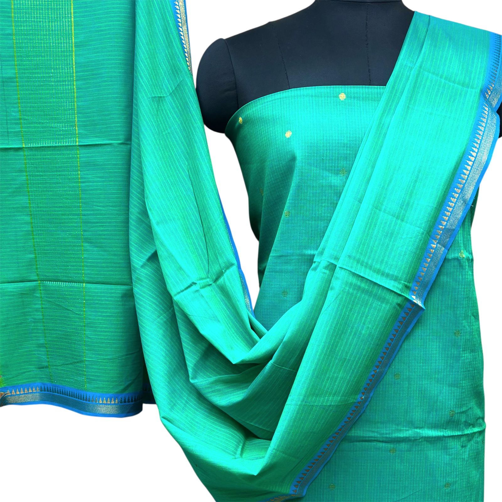 Cotton Handloom Zari Border Suit Set #1
