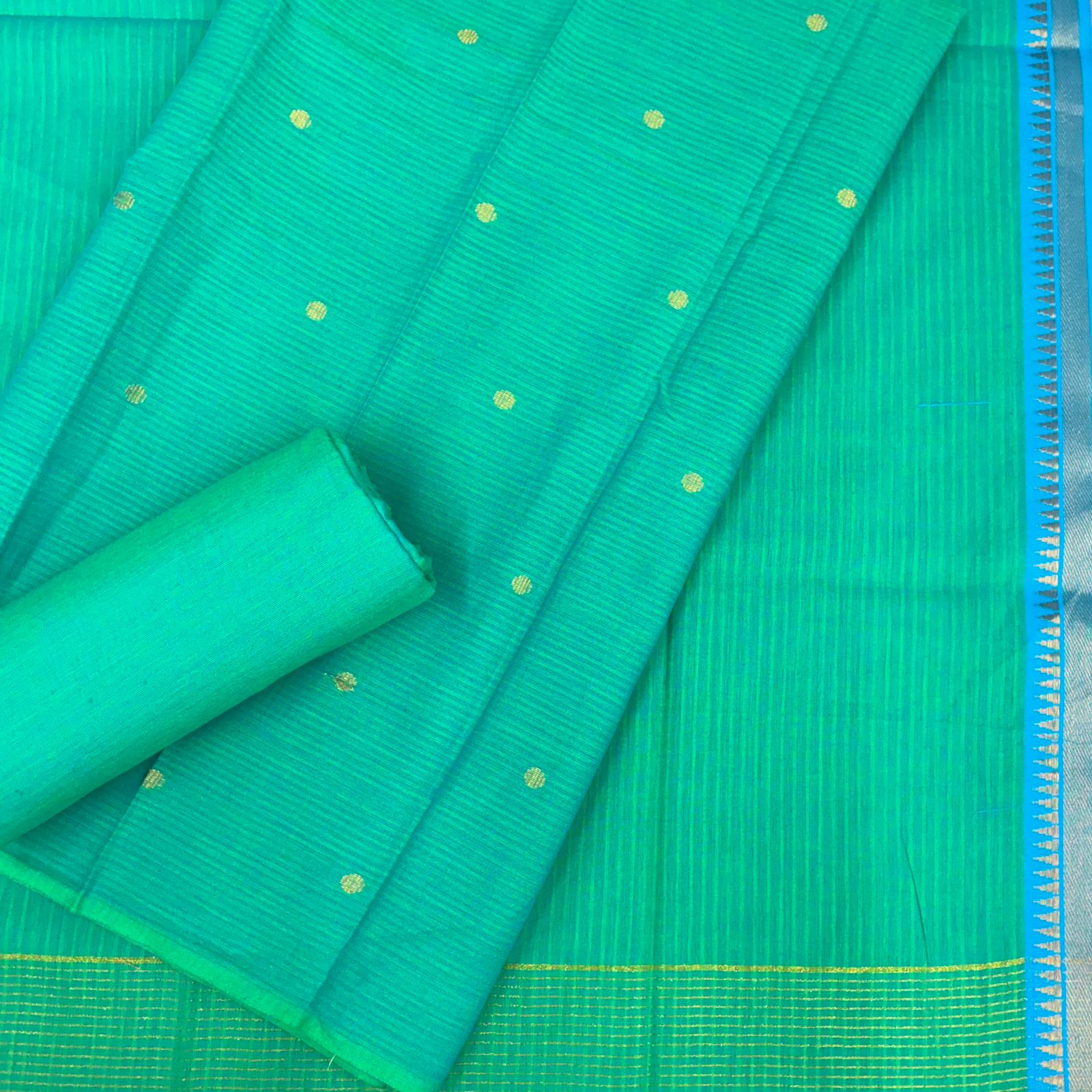 Cotton Handloom Zari Border Suit Set #1