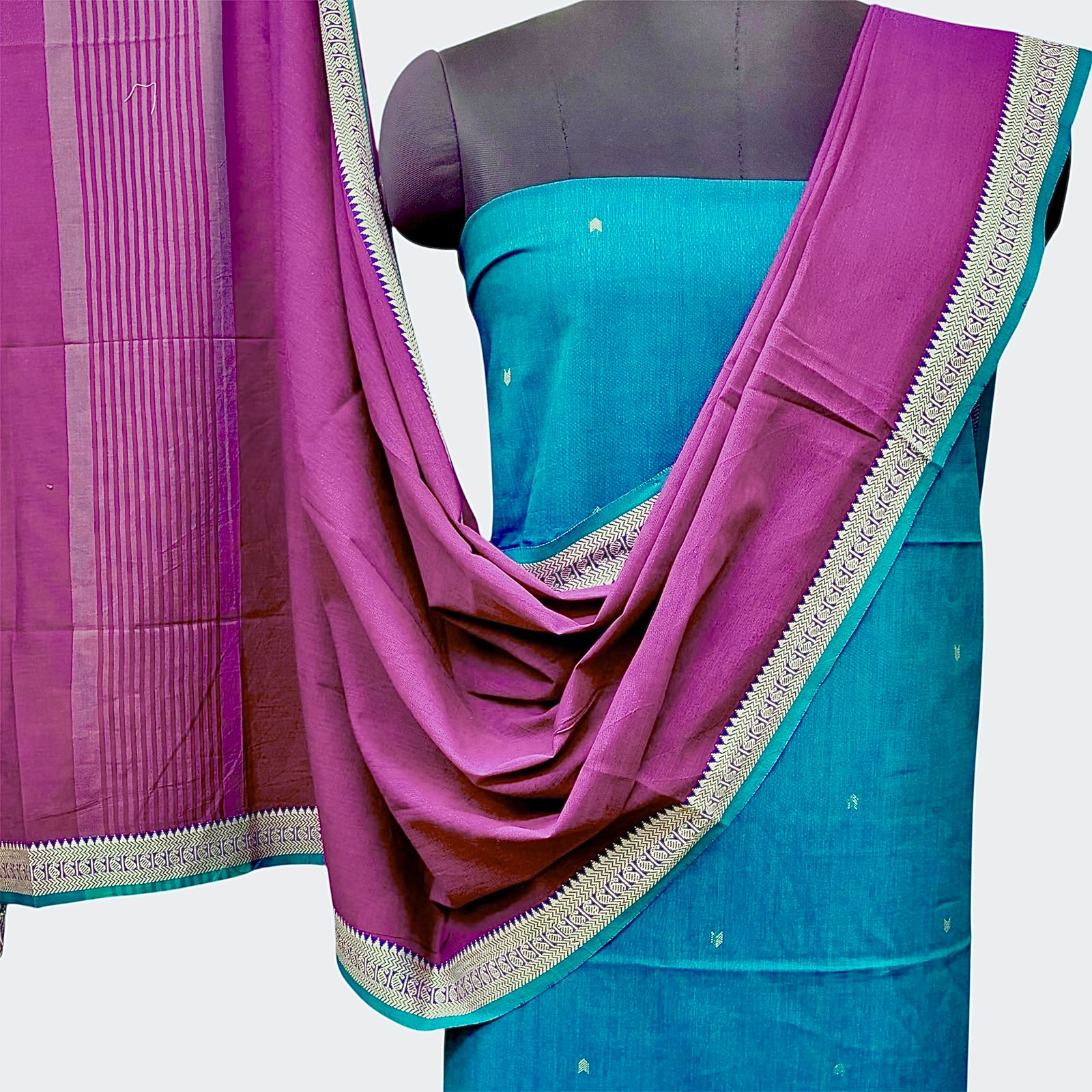 Cotton Handloom Gadwal Border Suit Set #2