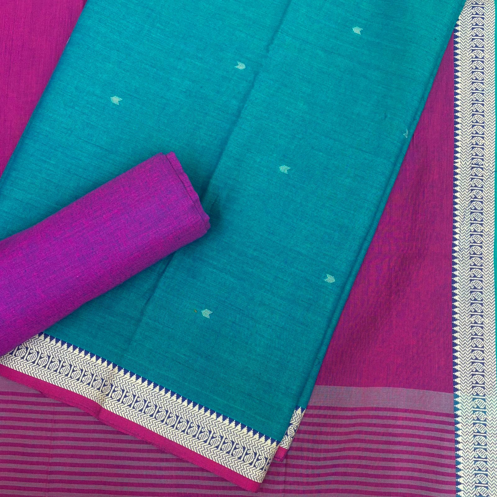 Cotton Handloom Gadwal Border Suit Set #2