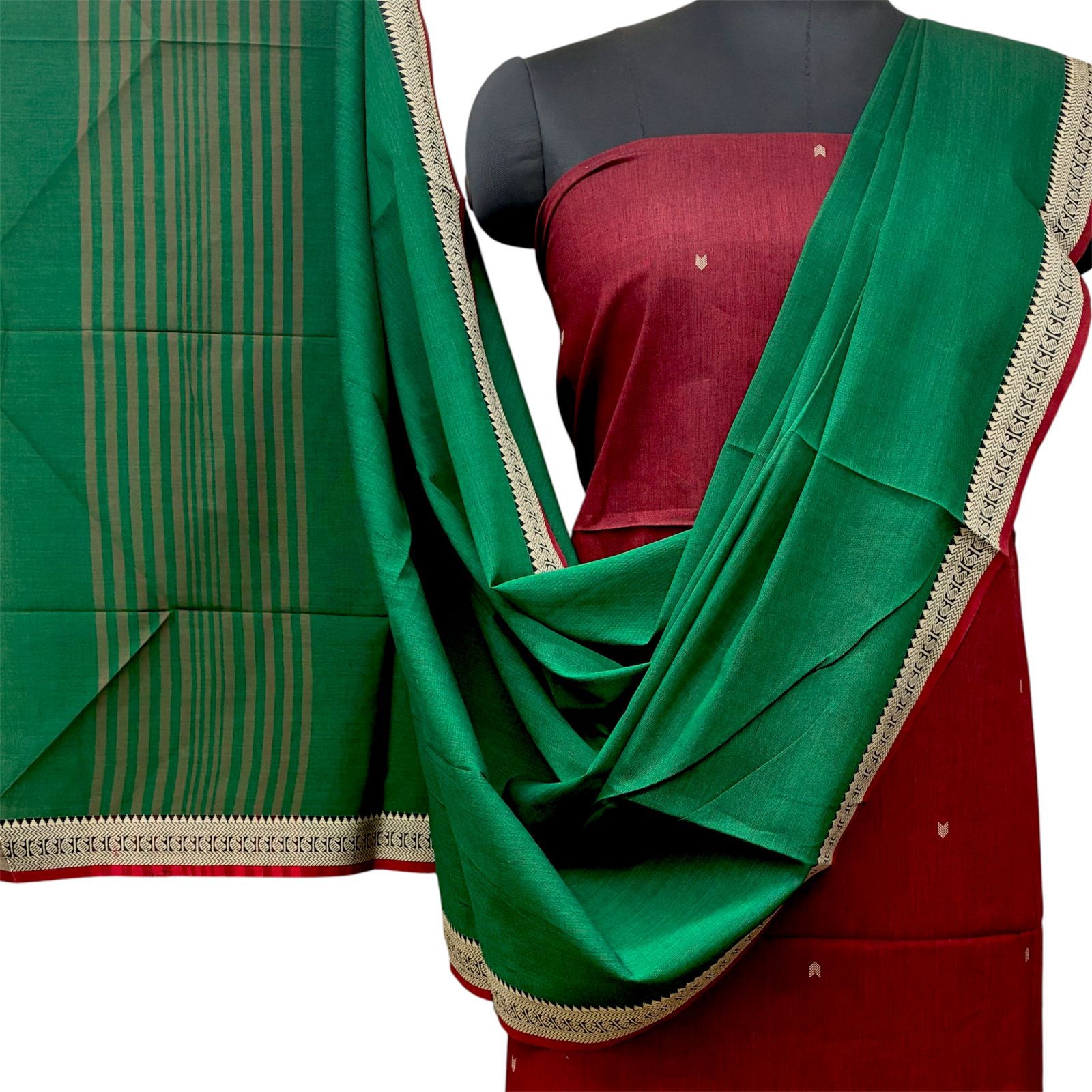 Cotton Handloom Gadwal Border Suit Set #3