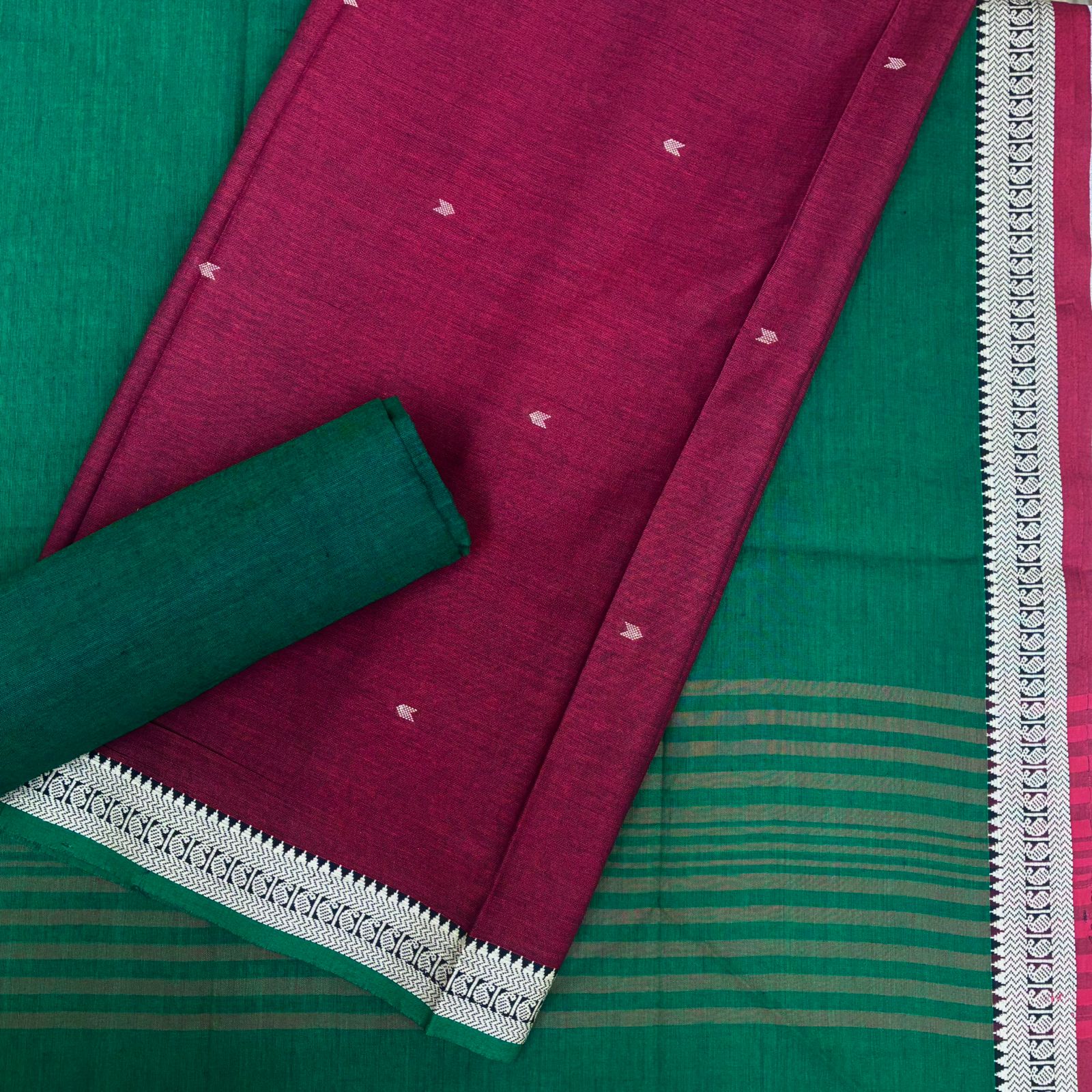 Cotton Handloom Gadwal Border Suit Set #3