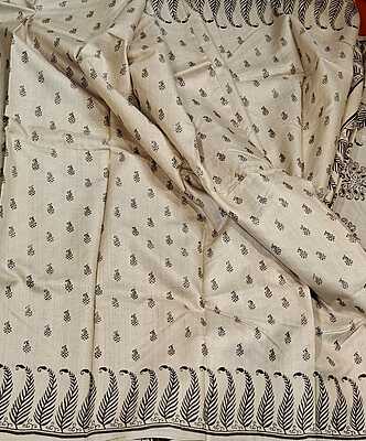Beige & Black Pure Tassar Silk Beige & Black Pure Tassar Silk