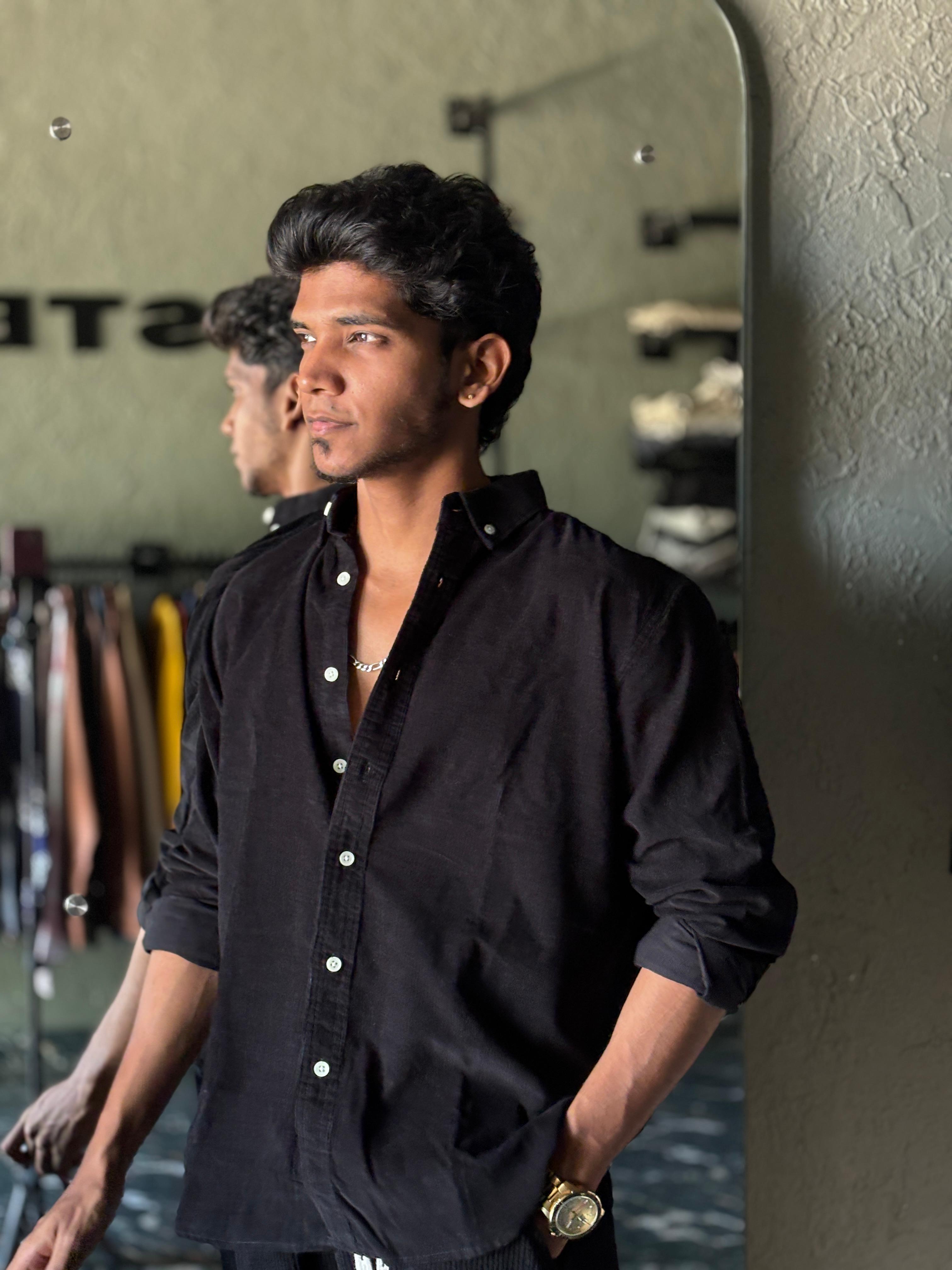 Jet black corduroy shirt
