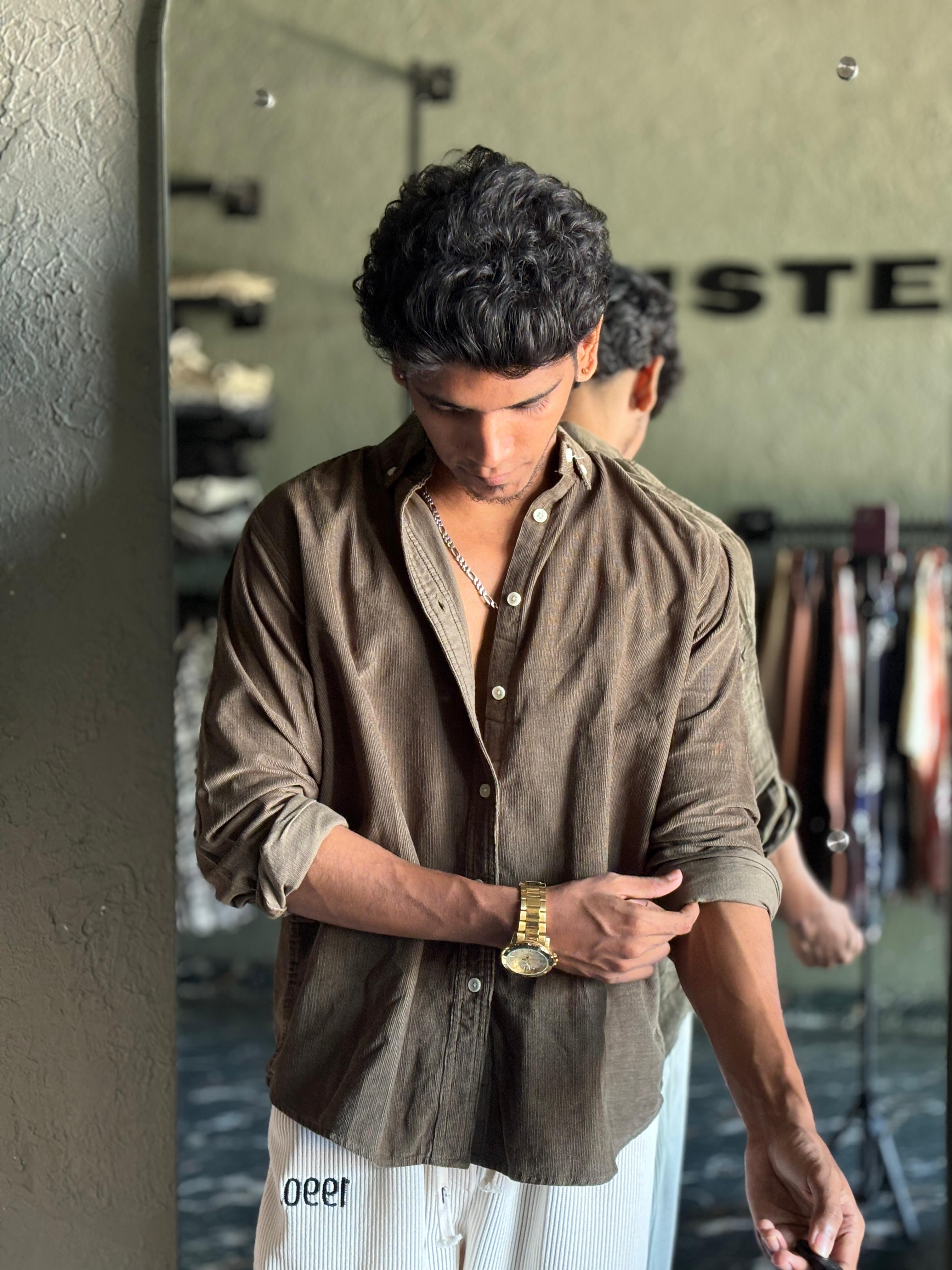 Classic olive corduroy shirt