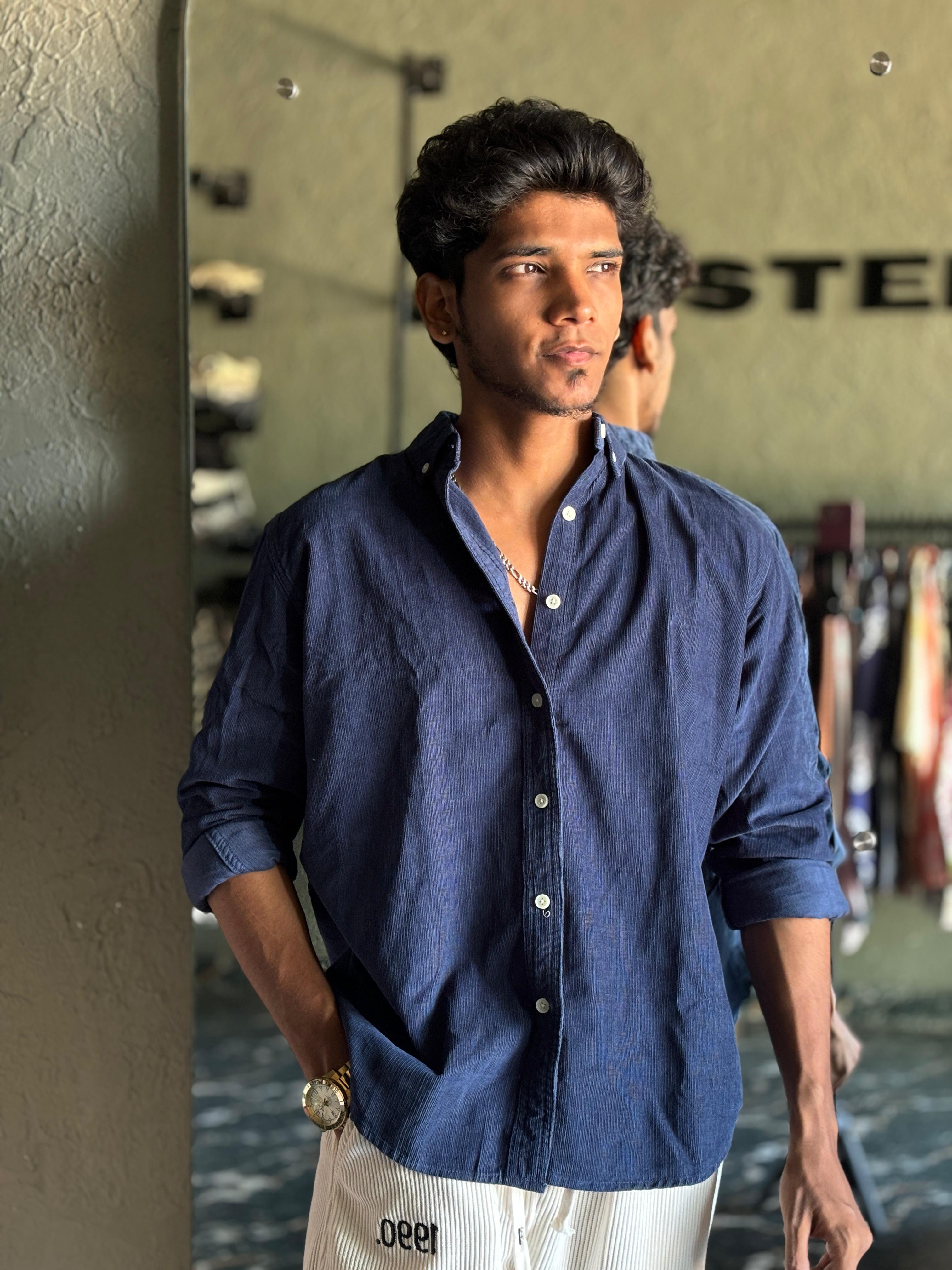 Deep ocean corduroy shirt