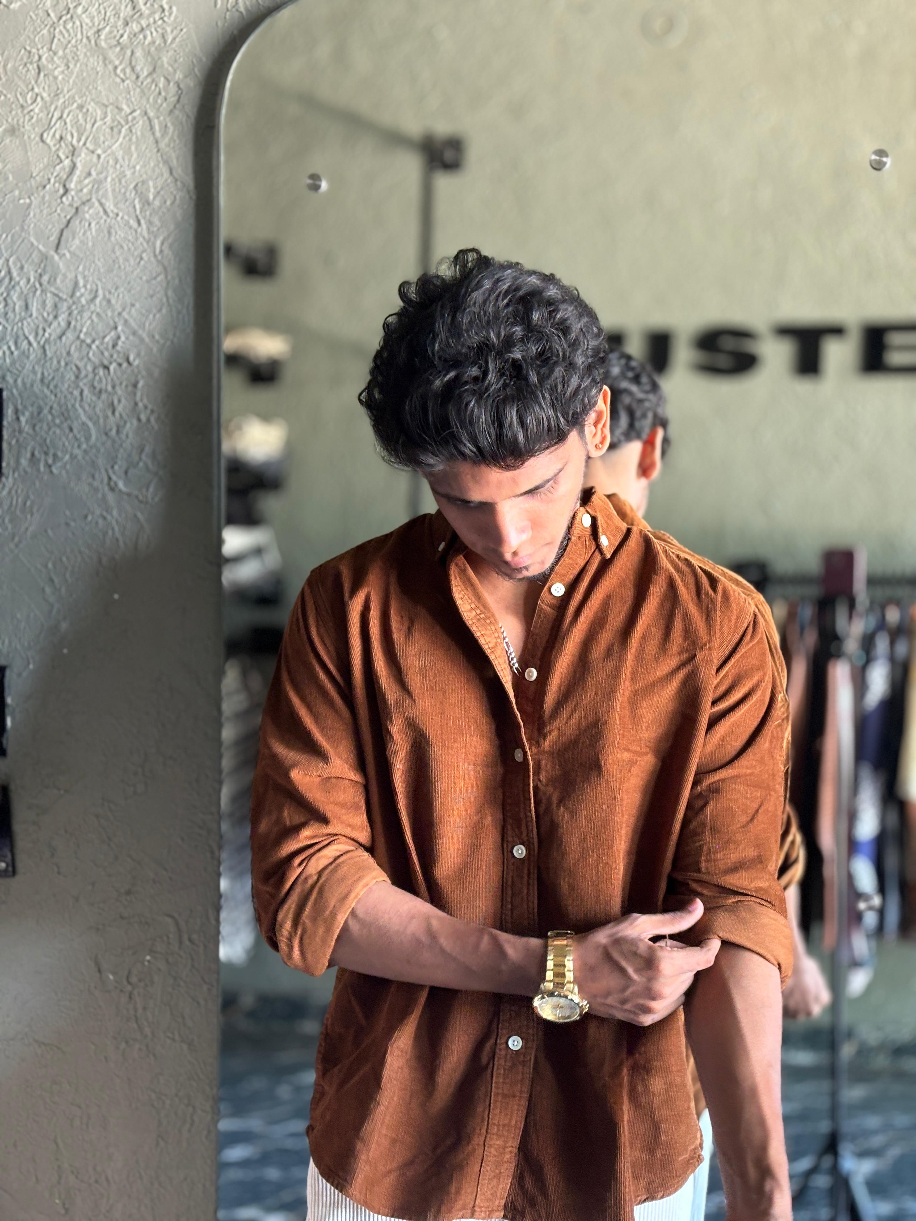 Classic rust corduroy shirt
