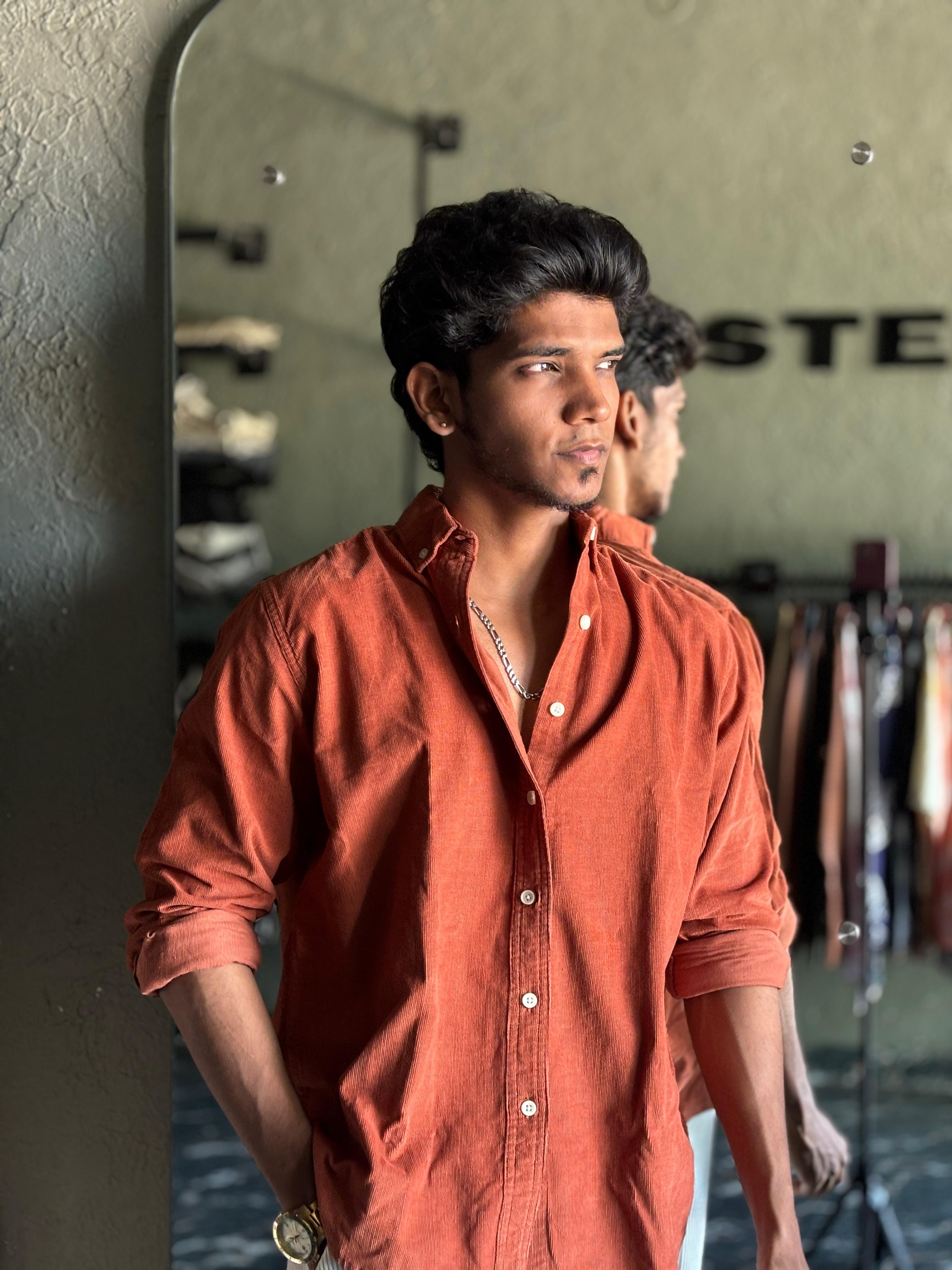 Burnt orange corduroy shirt