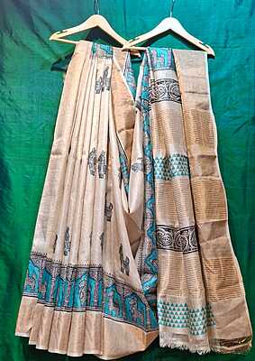 Block print Pure Tassar Saree Block print Pure Tassar Saree