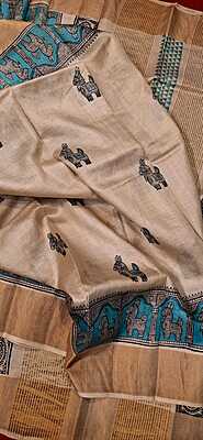 Block print Pure Tassar Saree Block print Pure Tassar Saree