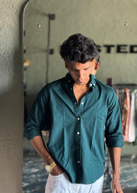 Bottle green solid shirt
