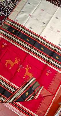 Kalashetra/Kalakshetra Sarees- Color Off White and Red Kalashetra/Kalakshetra Sarees- Color Off White and Red
