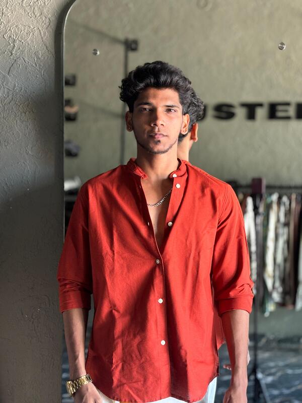 Rust aura mandarin shirt