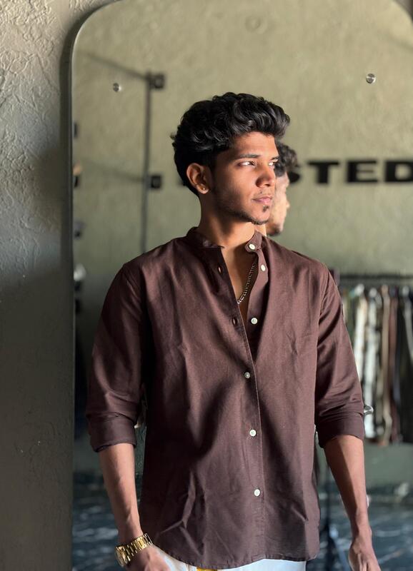 Cocoa brown mandarin shirt