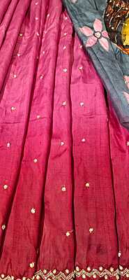 Pure Katan Silk Hand Painted Katdana Work Pure Katan Silk Hand Painted Katdana Work