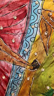 Pure Katan Silk Hand Painted Katdana Work Pure Katan Silk Hand Painted Katdana Work