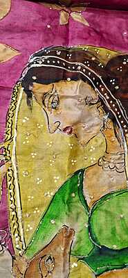 Hand Painted Katdana Work Pure Katan Silk Hand Painted Katdana Work Pure Katan Silk