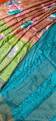 Pure tassar hand painted katdana work Pure tassar hand painted katdana work