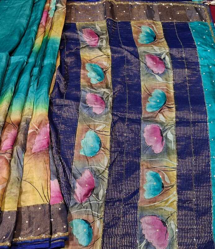 Hand Painted katdana work Pure tassar silk Hand Painted katdana work Pure tassar silk
