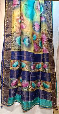 Hand Painted katdana work Pure tassar silk Hand Painted katdana work Pure tassar silk