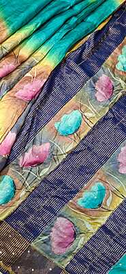 Hand Painted katdana work Pure tassar silk Hand Painted katdana work Pure tassar silk