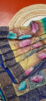 Hand Painted katdana work Pure tassar silk Hand Painted katdana work Pure tassar silk