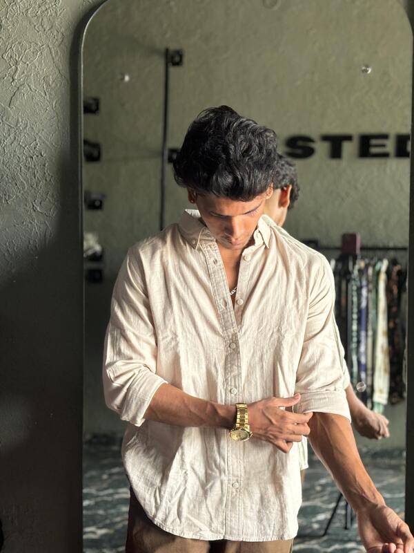 Stone beige linen shirt