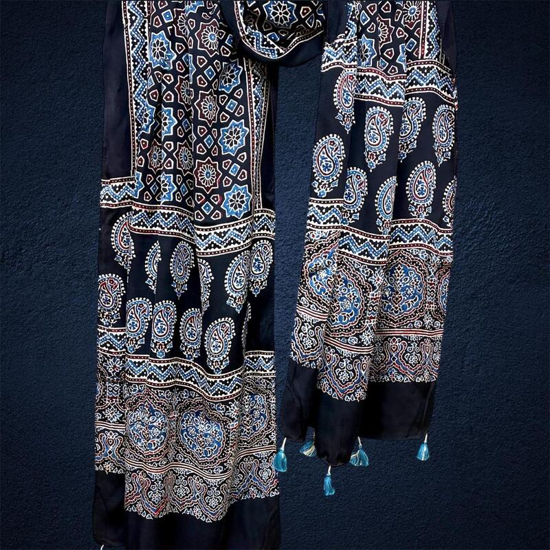 Modal Silk Ajrakh Print Stole #9