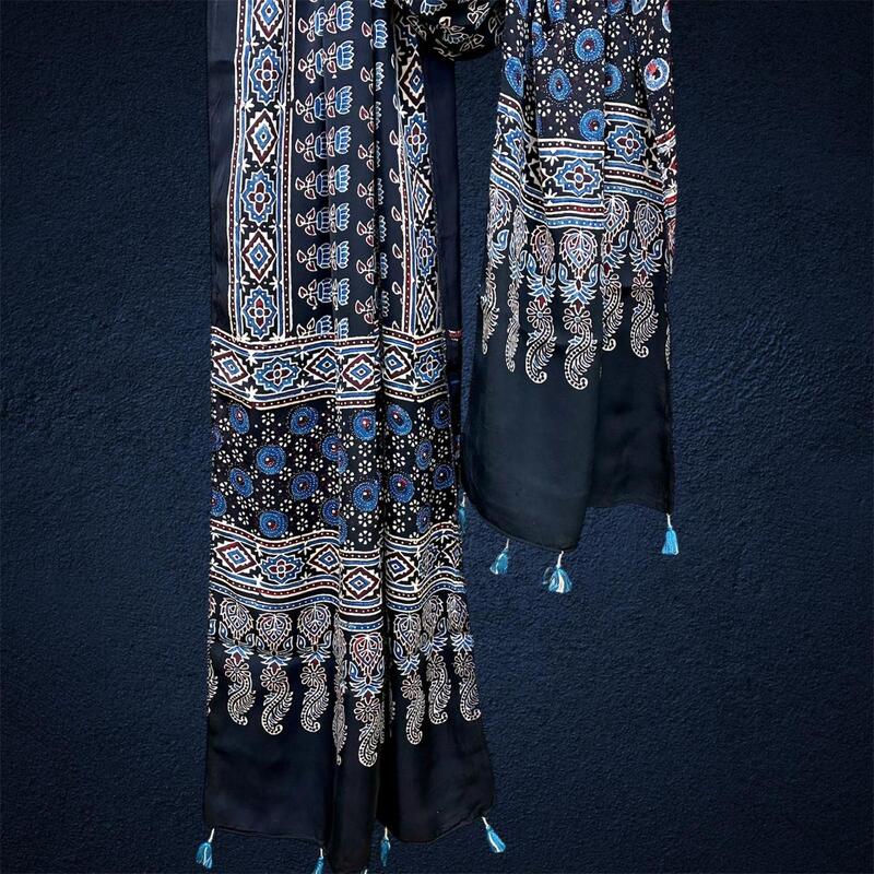 Modal Silk Ajrakh Print Stole #10