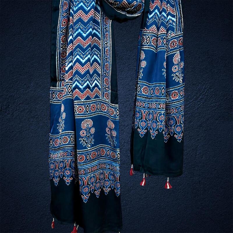 Modal Silk Ajrakh Print Stole #3