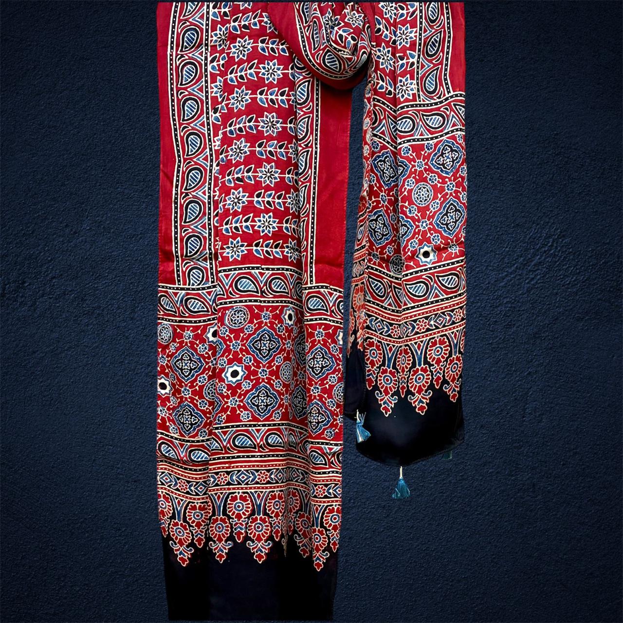 Modal Silk Ajrakh Print Stole #8