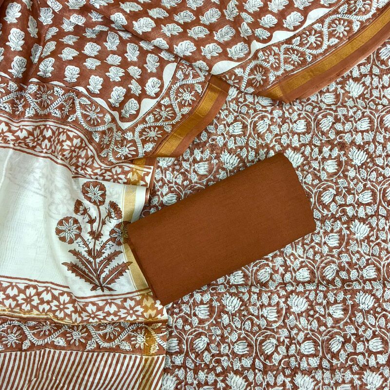 Chanderi Silk Bagru Print Suit Set #5