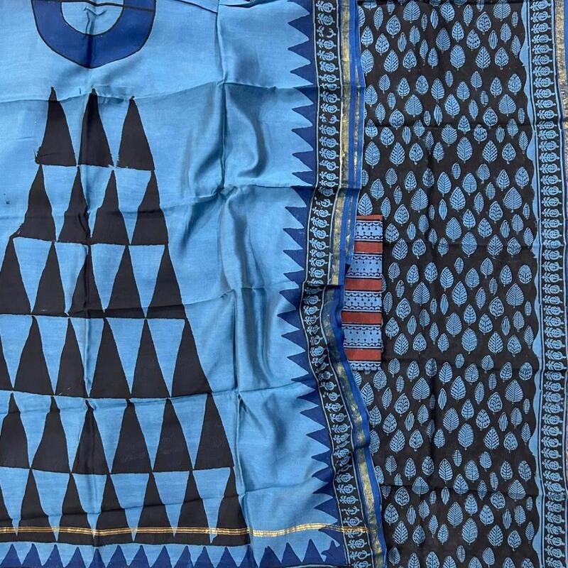 Chanderi Silk Bagru Print Suit Set #9