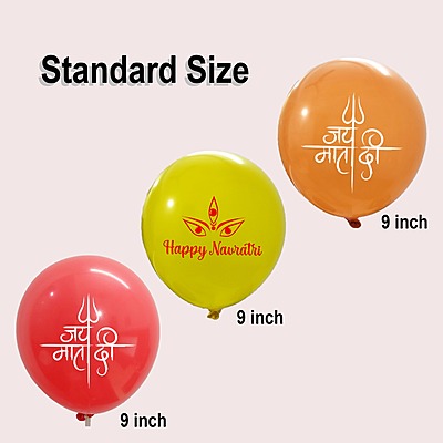 Happy Navratri Printed Balloons – Pack of 30 Multicolor Yellow, Orange & White Balloons for Navratri Decorations, Mandap & Home Décor