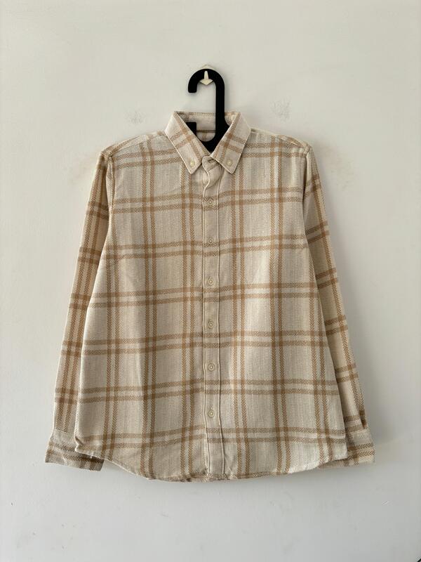 Beige grid flannels