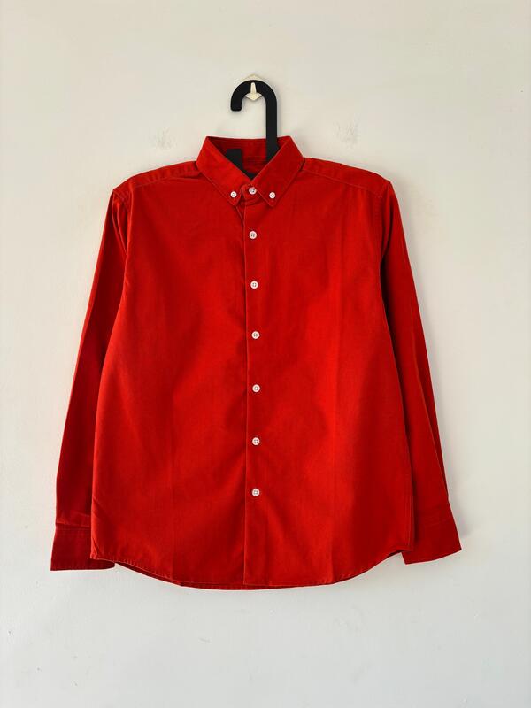 Aura orange linen-oxford shirt