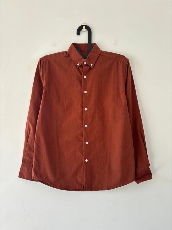 Terracotta linen-oxford shirt