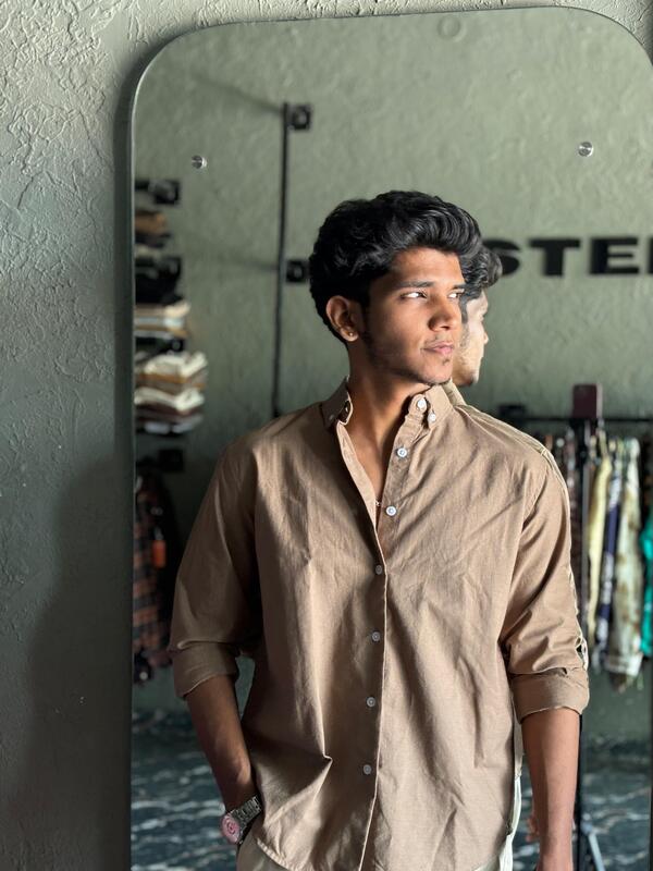 Toffee linen-oxford shirt