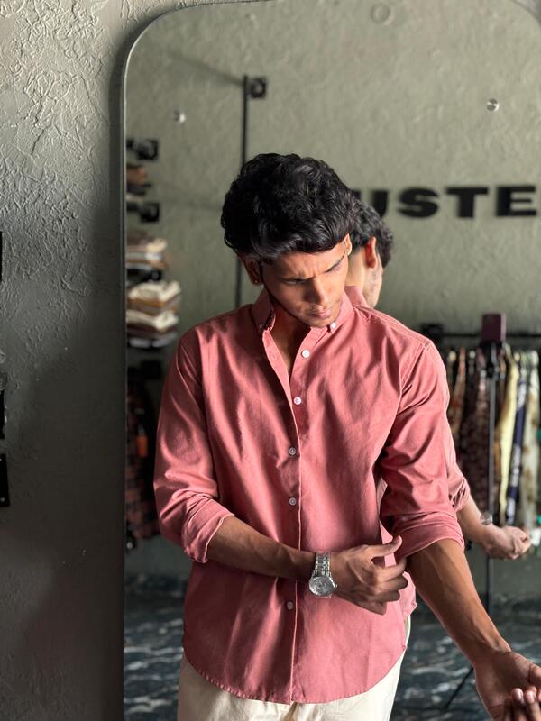 Rosewood linen-oxford shirt
