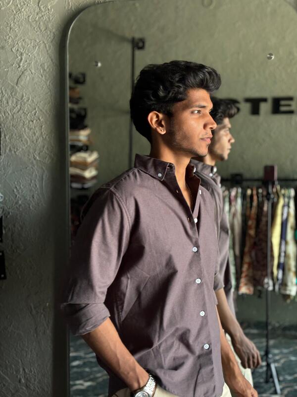 Grape linen-oxford shirt