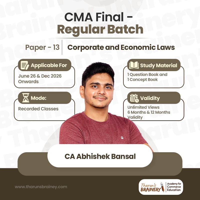 CMA Final – Paper 13: Corporate and Economic Laws | Regular Batch