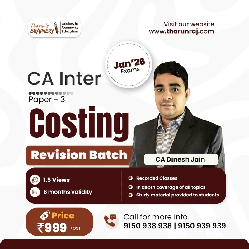 CA Inter – Paper 3: Cost Accounting | Revision Batch