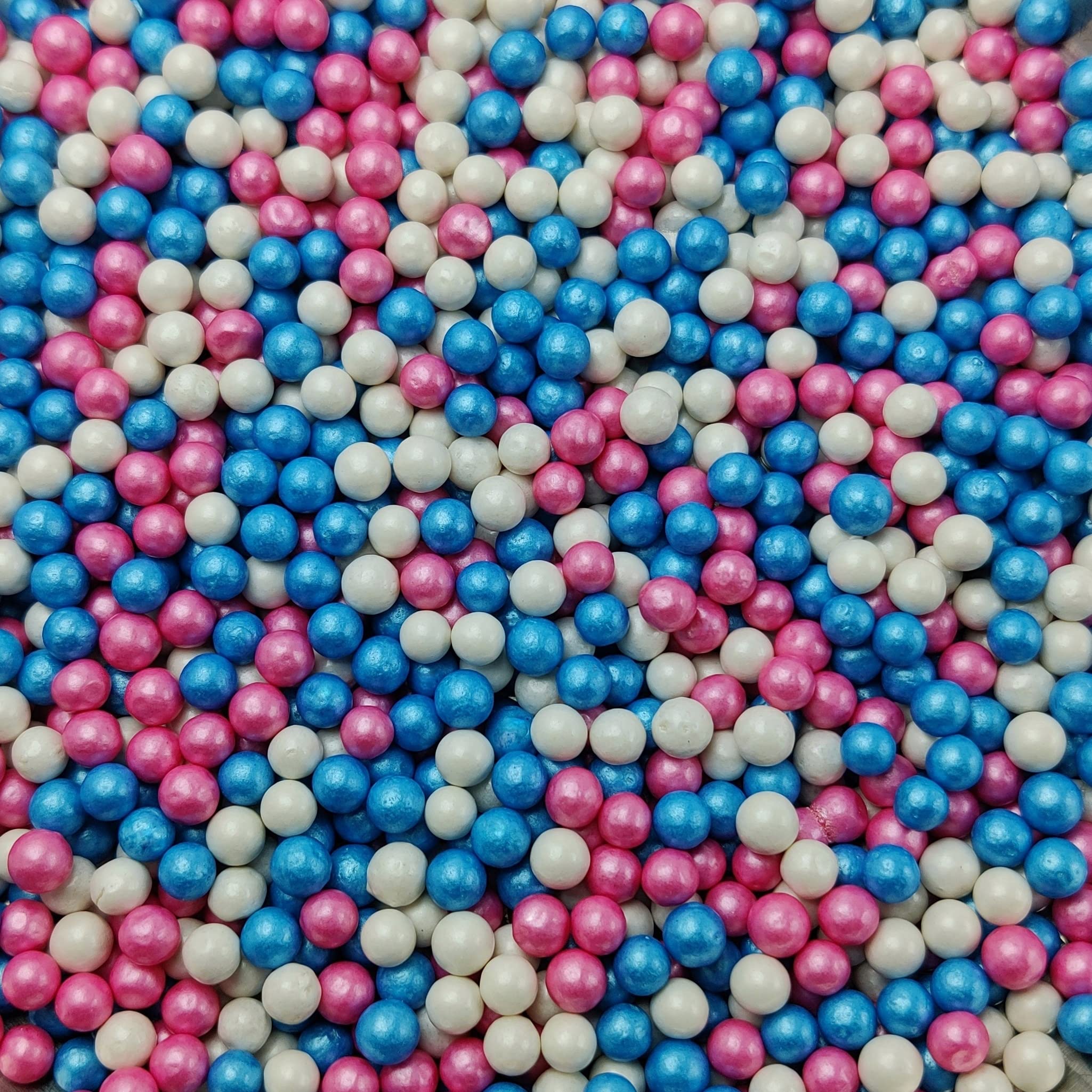 White,Pink,Blue Mix Sprinkle Balls 6MM - 100 GM White,Pink,Blue Mix Sprinkle Balls 6MM - 100 GM