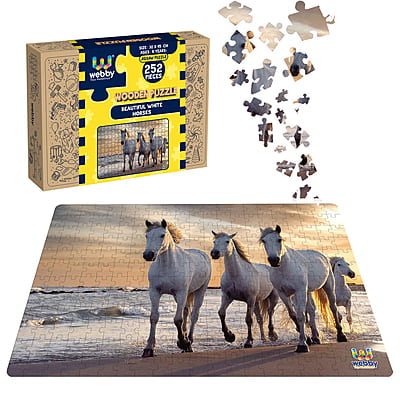 White Horses Wooden Puzzle 252 Pcs