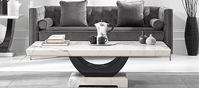 Vikinterio U Shape White Marble Coffee Table Vikinterio U Shape White Marble Coffee Table