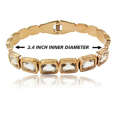Stainless Steel Bracelet - White Squared Stone Embellished Stainless Steel Bracelet - White Squared Stone Embellished